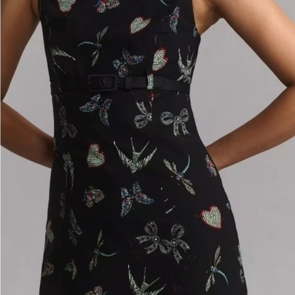 Maeve boatneck printed belted dress